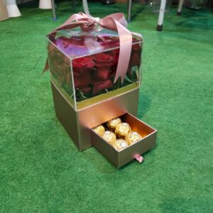 Luxurious red gourmet box with chocolate cairo